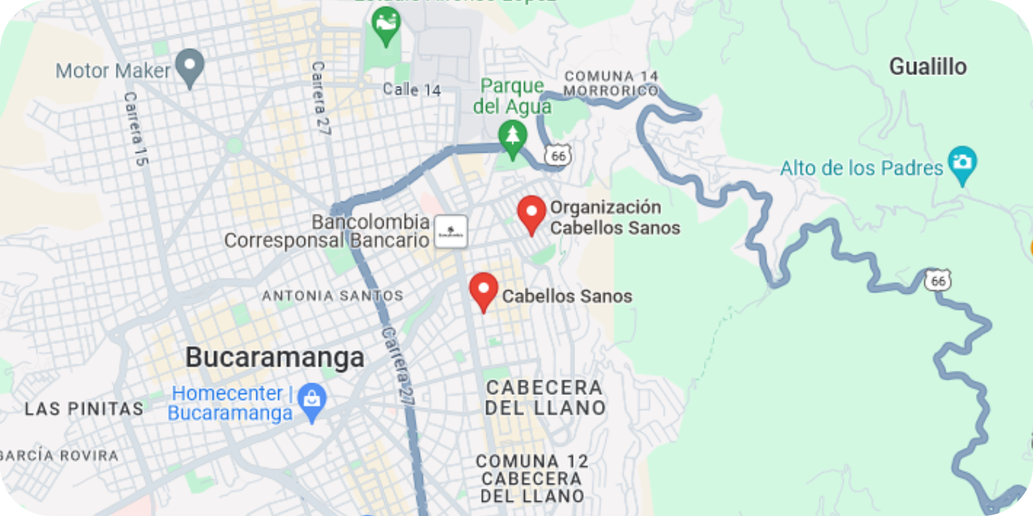 Ubicación cabellos sanos bucaramanga